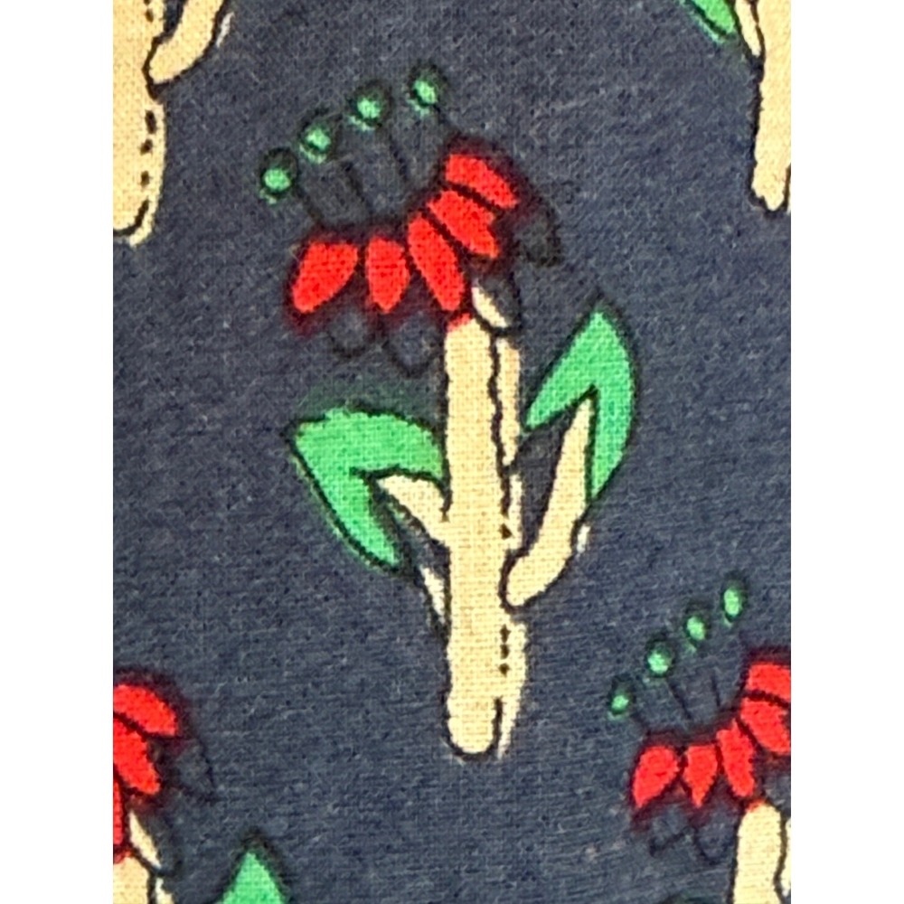 ENTRO Navy Blue Cactus Floral Flutter Sleeve Ruffle Tiered Mini Shift Dress Sz M - Picture 9 of 12